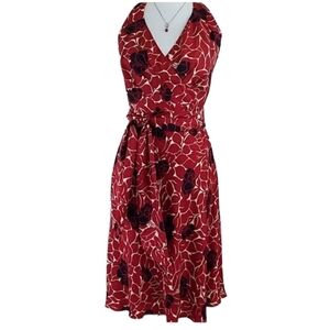 Ann Taylor~Size 2~Burgundy/Black Floral Silk Dress